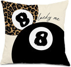Leopard Star Lucky 8 Ball Throw Pillow Covers 18x18, Cheetah Print Room Decor, Trendy Funky Y2K Leopard Print Decorative Pillow Covers for Girls Room Dorm Apartment Home
