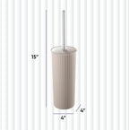 Superio Plastic Toilet Bowl Brush and Holder Set, Decorative Cleaner Scrubber for Bathroom (2, Taupe)
