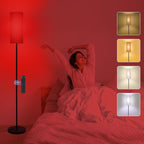 Floor Lamp with Red Light - 670nm Red Night Light for Sleep, 3CCT LED Standing Lamp with Remote, Dimmable Modern Floor Light with Timer and Memory, Sturdy Iron Base, Linen Shade, for Bedroom