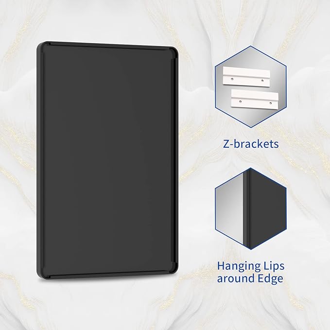 WEER Black Bathroom Mirror for Wall, 77X36 Inch Matte Black Mirror, Rectangular Black Metal Framed Vanity Mirror with Tempered Glass, Rounded Corner, Anti-Rust (Horizontal/Vertical)