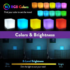 Mr.Go 10-inch Rechargeable LED Cube Light w/Remote, 16 RGB Colors & Dimmable LED Cube Lamp Night Light Mood Lamp, Ambient Decorative Lighting, Cordless & Waterproof for Indoor Outdoor Use