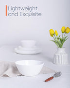 30 OZ Max Cereal Soup Bowl Set of 6, Opal Glass 7.2 inch White Ribbed Bowls for Ramen, Noodle, Salad, Fruit, Dishwasher and Microwave Safe