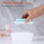 Quatish Leakproof Soap Dish with Lid & Draining Layer, Shatterproof Travel Bar Soap Holder Case Container, Portable Travel Size Toiletries Essentials for Camping, Gym, Bathroom, White