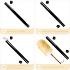 Lambswool Duster with Solid Wooden Handle,Leather Hang Strap,18.9 inch Long,Natural Feather Duster for Cleaning Ceiling Fans,Window Blinds,Computer Screens,Bookshelves etc