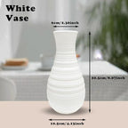 Small White Plastic Flower Vase - Dired/Fake Flower Decorative Modern Floral Vase, Ceramic Look Unbreakable Plastic Vase Minimalism Style for Table Shelf Home Decor Flower Vase Centerpieces