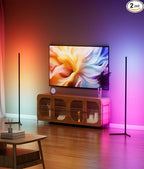 2 Pack Corner Floor Lamp, 65" RGB LED Corner Lamp, Color Changing Ambient Lighting with Music Sync - App and Remote Control LED Lamp for Bedroom, Living Room, Gaming Room