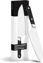 Misen Japanese Santoku Chef Knife - 7.5 Inch High Carbon Stainless Steel - Classic Japanese Knife Design for Cutting, Slicing, and Chopping - Razor Sharp Japanese Style Kitchen Knife, Black
