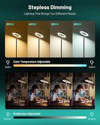 LED Floor Lamp with RGB Star Projector & Remote, Stepless 3000-6000K Color Changing Standing Lamp, Dimmable Black Corner Lamp, 15W Modern 69" Tall Light for Bedroom, Kids Room, Living Room