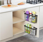 3 Piece Kitchen Cabinet Door Storage Box,Self Adhesive Wall Mounted,Wardrobe/Bathroom/Refrigerator Small Items Organizer,Oil bottle/Seasoning storage(Black)