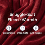 Ultra Soft Fleece Blanket King Size - Flannel Fleece Luxury King Blanket - Lightweight for Couch Bed Chair - Thick, Warm & Breathable - All Season Cozy Fuzzy, Anti-Static Microplush Bedding, Burgundy