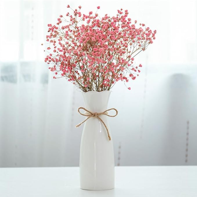 Boho Ceramic Vase with Rope, 8.2" H, Rustic Flower Vase Classic Style for Dried Flowers Fresh Flowers, Fit for Fireplace Bedroom Kitchen Living Room Centerpieces Office Desk