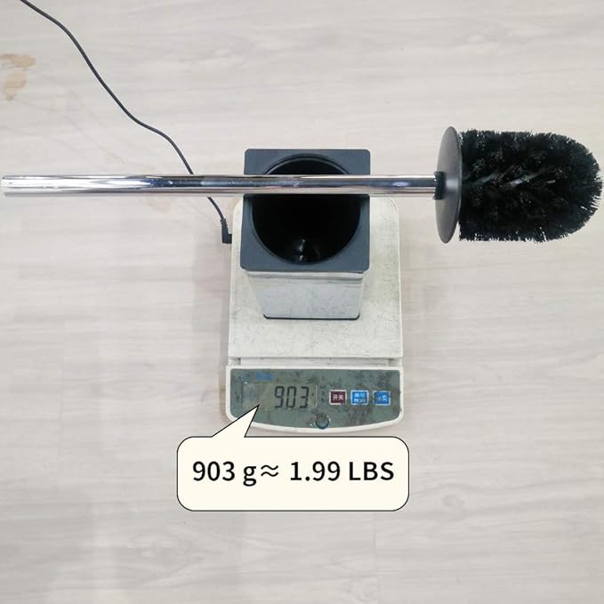 Freestanding Toilet Brush Holder for bathrooms 304 Stainless Steel Toilet Brush Stand Square Storage and Organization Rust Resistant 17-inch high Polished Chrome Finished