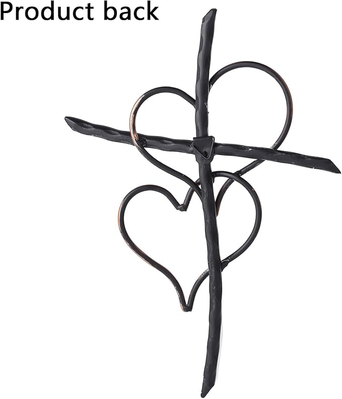 Wall Cross - Heart Metal Crosses Religious Wall Art for Wall - Wall Hanging Cross Wall Decor for Living Room Bedroom Wedding Decor(Entwined Hearts)