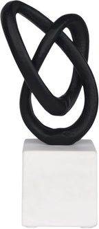 Cruiser’s Caché Entwined Love Sculpture, Artisan-Made Cast Aluminum with Black Anthracite Finish, Natural Marble Base, 10"