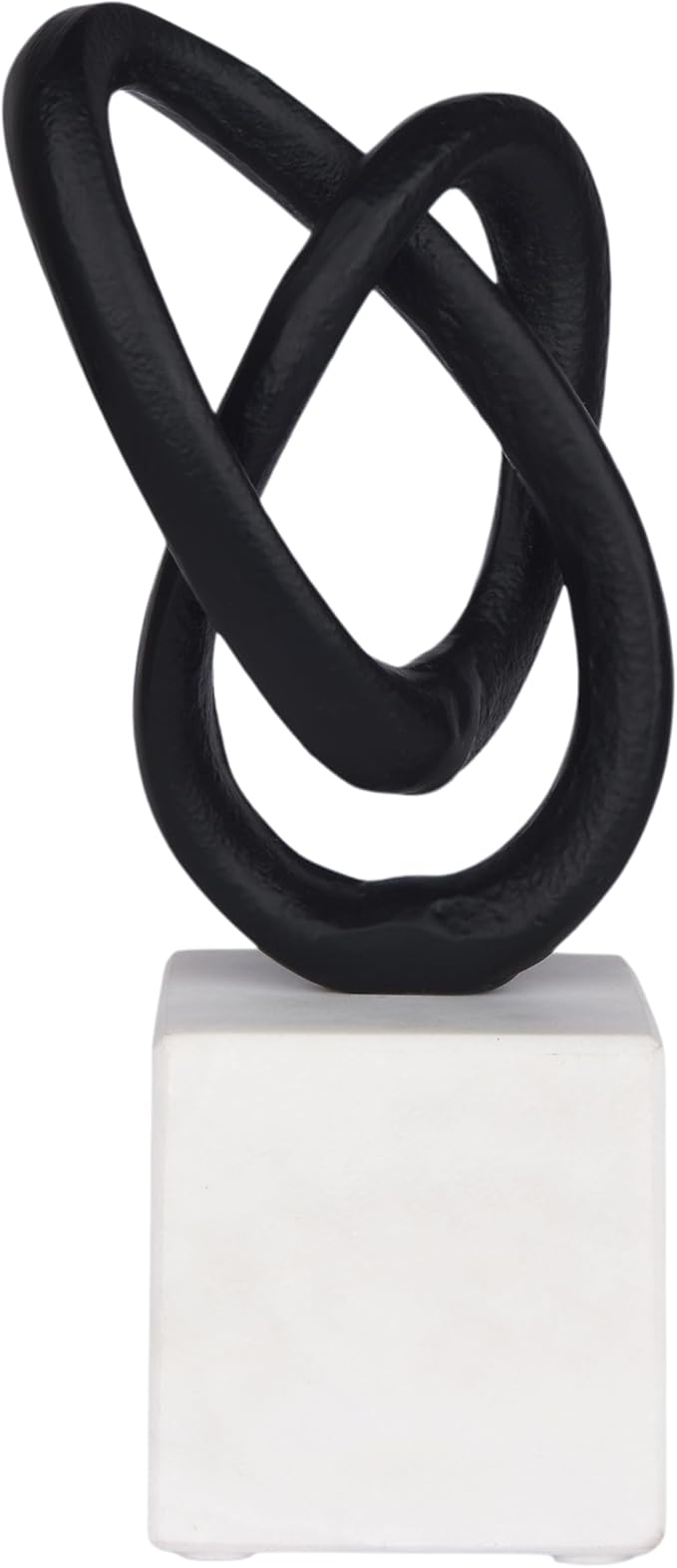 Cruiser’s Caché Entwined Love Sculpture, Artisan-Made Cast Aluminum with Black Anthracite Finish, Natural Marble Base, 10"