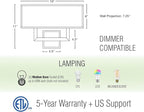 Kira Home Haven 16" 2-Light Modern Wall Sconce/Wall Light + Rectangular White Fabric Shade, Brushed Nickel Finish