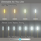 Floor Lamp with Remote Control,Bright Floor Lamps for Living Room/Bedroom/Office, Stepless Adjustable 3000K-6000K Colors and 10-100% Brightness,Standing Light with Foot Switch (Brass Gold)