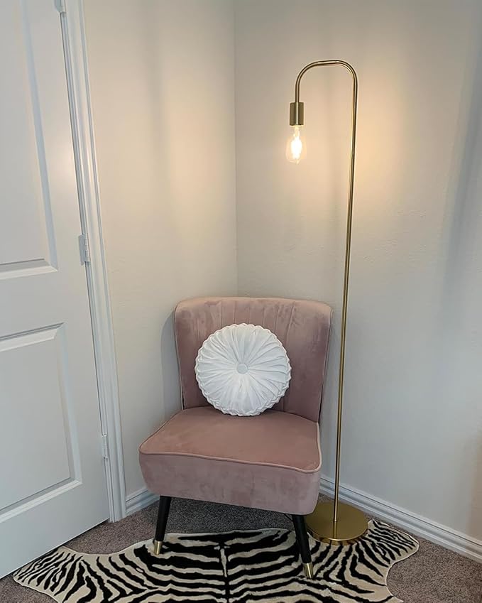 Oneach 63.75'' Industrial Antique Brass Gold Minimalist Floor Lamp for Living Room, Bedroom and Office