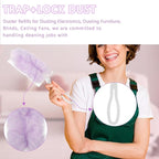 Duster Refills Compatible with Swiffer Duster, Heavy Duty Multi Surface Duster Replacement with 1 Extra Handle for Cleaning Furniture, Blinds, Ceiling Fans and Car (Purple- 20 Pack)