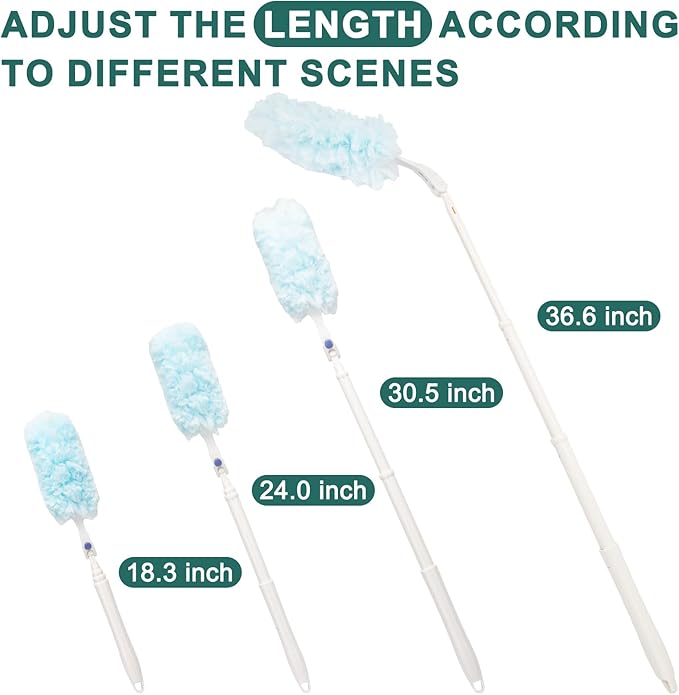 KeFanta Heavy Duty Duster Handles Replacement Compatible with Swiffer Duster Refills, Extendable Handle, Adjustable Length (1Pcs)