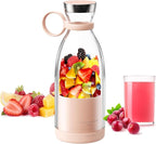 Asa Vea Portable Blender, Mini Blender for Smoothies and Shakes with 4 Blades, 11 Oz Personal Size Blender with Travel Lid and USB Rechargeable for Kitchen, Office, Gym (Pink)