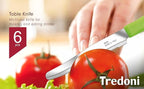 6 kitchen Knives - 4.3"/11cm Italian Stainless Steel Serrated Vegetable/Steak/Table Knife Cutlery, Rounded Tip (Blue)