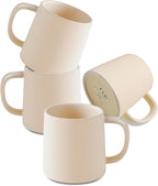 T-WARE 16 Oz Coffee Mugs, Matte Beige Mug Set of 4, Ceramic Mugs Coffee, Solid Color Coffee Cups Ceramic