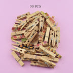 HAHIYO Colorful Painted Wooden Clothes Pins Clothespins Small Aviod Fall Apart 1.38 Inches Length 50 Pack Strong Springs No Rust No Discoloration for Laundry Bathroom DIY Craft Photos Food Opened Bags