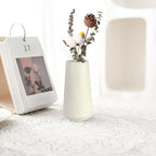 Beige Ceramic Vase, GUKJOB Small Cute Flower Vase for Pampas Grass, Home, Living Room, Dining Table, Farmhouse, Office Decor, Bedroom, Table, and Kitchen Shelf (Beige)