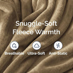 Ultra Soft Fleece Blanket King Size - Flannel Fleece Luxury King Blanket - Lightweight for Couch Bed Chair - Thick, Warm and Breathable - All Season Cozy Fuzzy, Anti-Static Microplush Bedding, Camel