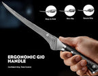 Damascus Fillet knife 7 Inch - Ultra-Sharp Fillet Knife for Fish and Meat, Professional Japanese Boning Knife with VG10 Steel Core, Full Tang G10 Handle, Elegant Box