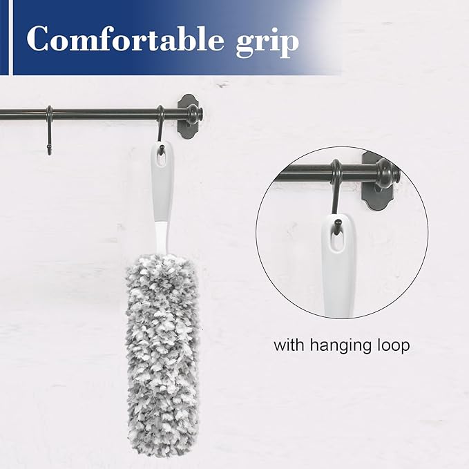 17.3" Handheld Microfiber Dusters for Cleaning-Detachable & Washable Head, for Furniture, Keyboards, Car Interiors, and Delicate Surfaces