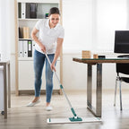 CQT Commercial Flat Microfiber Floor Mop Cleaning System 24" Inch Wet Dry and Dust Hardwood with 4 Washable Pads Cleaner for Laminate Tile Stainless Steel Handle and Extension (PT14 Green)