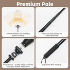 Extendable Lambswool Duster with 23-47 inch Bendable Aluminium Alloy Pole, Natural Fluffy Reusable Wool Duster for Cleaning High Ceilings, Pendant Lamps, Blinds, Furniture and Roof