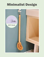 Updated Modern Version Toilet Bowl Brush, Natural Coconut Fiber Brush Head and Beechwood Handle for Bathroom Toilet - Sturdy, Deep Cleaning, Eco-Friendly, Toilet Cleaning Brush with Hanging Hook