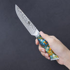 WILDMOK Steak Knife Set 4pc Full Tang 5 inch Forged Damascus Steel Dinner Knives Full Tang Ergonomic Beautiful Resin Handle