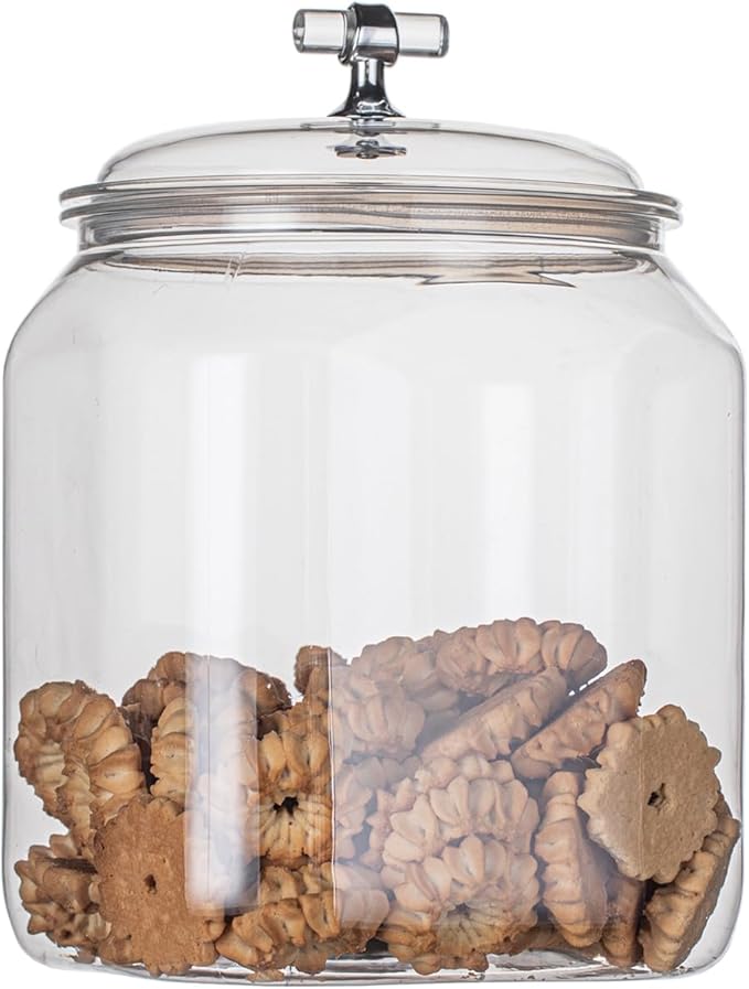 101oz Plastic Food Storage Jar with Airtight Seal Lid, Square Kitchen Counter Container for Cookies, Candy, Pasta, Dry Goods for Pantry Organization，3L