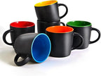 11oz ceramic Coffee Mug Sets Matte Black Porcelain Mug Multiple colors Cups for Coffee, Tea, Juice, Cocoa Set of 6 (11oz)