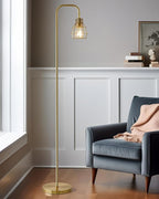 Oneach 63.75" Gold Floor Lamp for Living Room, Industrial Floor Lamp with 4W LED Bulb, Standing Lamp with Footswitch, Modern Floor Lamp for Bedroom Pole Lamp for Office Study Room Hotel