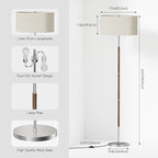 2-Light Floor Lamp, Mid Century Floor Lamp with Beige Lampshade, Standing Lamp Tall Lamp for Living Room Bedroom, 3 Color Temperatures 9W Bulb Include