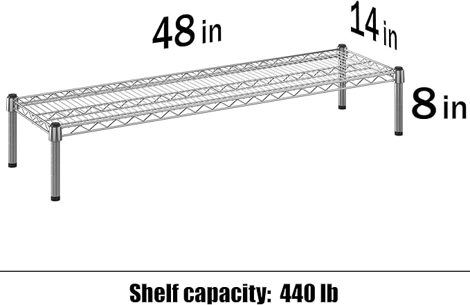 14" Deep x 48" Wide x 8" Height 1-Tier Wire Shelving Kit | NSF Commercial Storage Rack Unit