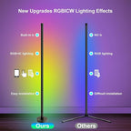 Led Floor Lamp,RGB LED Corner Lamp with App and Remote Control, Smart Modern Floor Lamp with 16 Million DIY Colors, DIY Modes and Music Sync, Standing Lamp for Living Room, Bedroom