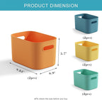 8 Pack Colorful Storage Bins for Shelves, Plastic Storage Containers for Organizing, Stackable Storage Boxes with Handle, Colored Storage Bins for Classroom, Craft, Snacks, Cabinet, 9.7x6.7x5.7 inch