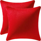 Throw Pillow Covers 24x24 Red: 2 Pack Cozy Soft Velvet Square Decorative Pillow Cases for Farmhouse Home Decor