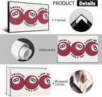 Red 8 Ball Poster, Lucky Me Lucky You Lucky Us Quote Canvas Wall Art, Playful Billiards Balls Picture Print, Retro 8ball Pool Painting for Bar Cart Game Room Man Caves Wall 16x24in Wrapped Canvas