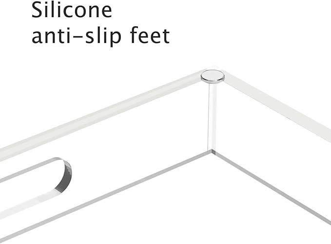 Acrylic Serving Tray with Handles-12x12x2.36Inch-Decorative Tray Letter Tray Organizer for Ottoman Coffee Table Countertop, Clear