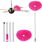 Ceiling Fan Cleaner Duster Reusable Microfiber Ceiling Fan Blade Cleaner Removable Duster with Extension Pole Adjusts 13 to 49.7 Inch for Cleaning Walls Bookshelves Furniture Door Window Top (Rosy)