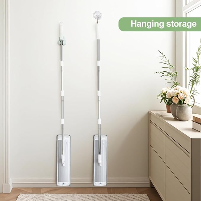 CQT Commercial Flat Microfiber Floor Mop Cleaning System 18" Inch Wet Dry and Dust Hardwood with 4 Washable Pads Cleaner for Laminate Tile Stainless Steel Handle and Extension (PT12-WET)