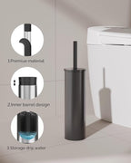 Toilet Brush and Holder Set, 2 Pack Stainless Steel Toilet Bowl Brush with Lid, Rust Proof Toilet Cleaner Brush with Caddy, Durable Bristles, Splash Proof, Ideal for Bathroom（Matte Black）