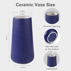 Navy Blue Ceramic Vase, GUKJOB Small Cute Flower Vase for Pampas Grass, Home, Living Room, Dining Table, Farmhouse, Office Decor, Bedroom, Table, and Kitchen Shelf (Navy Blue)